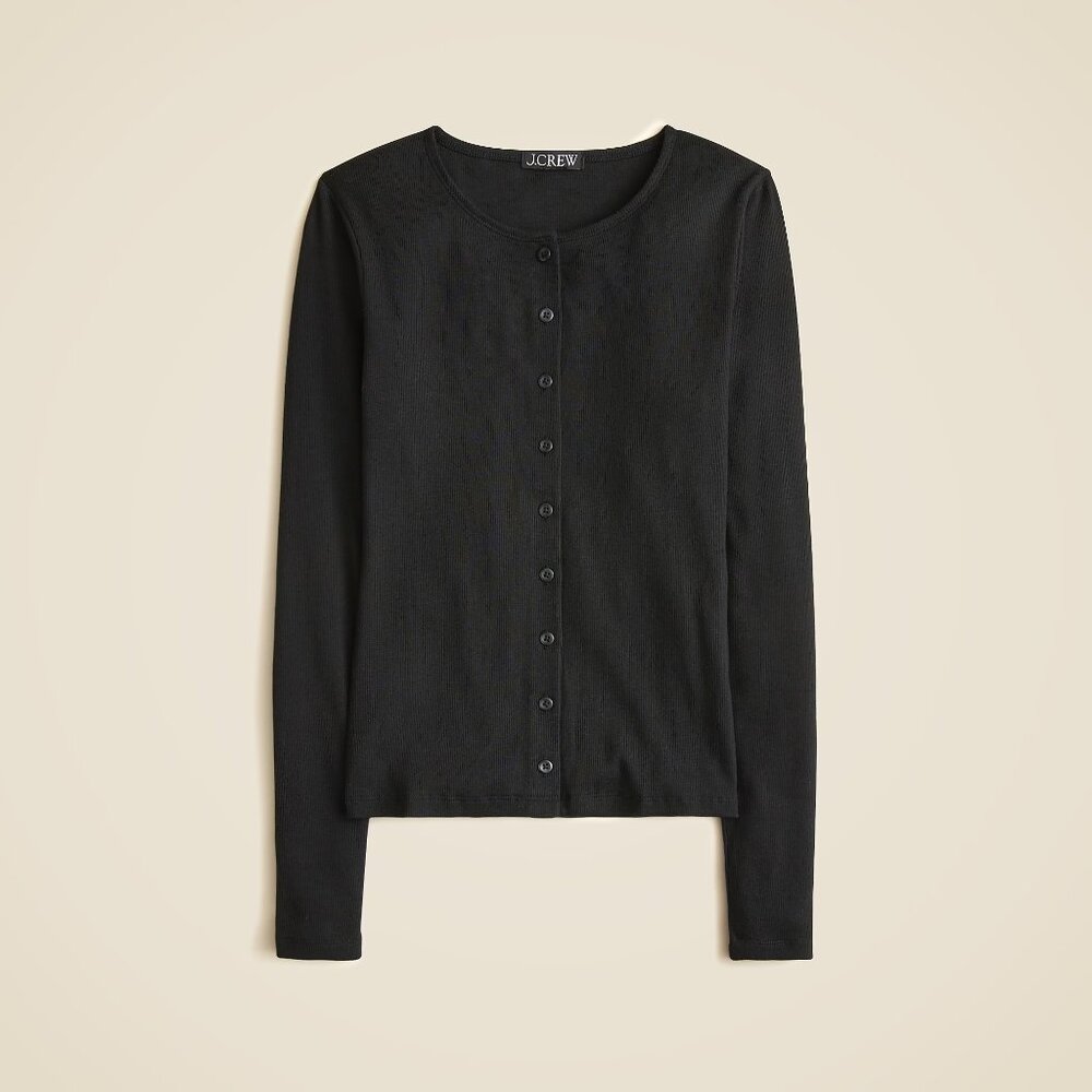 J.Crew BLACK Fine rib knit cardigan